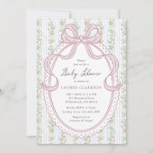 Grandmillennial Bow Vintage Flowers 案内状 (正面)