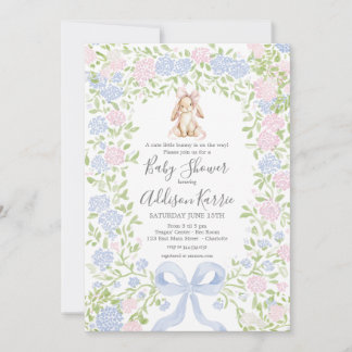 Grandmillennial Bunny Rabbit baby shower invite 招待状
