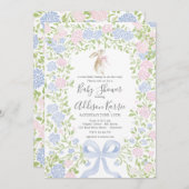 Grandmillennial Bunny Rabbit baby shower invite 招待状 (正面/裏面)