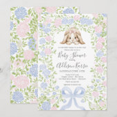 Grandmillennial Bunny Rabbit baby shower invite 招待状 (正面/裏面)