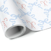 Grandmillennial Candy Cane Christmas Bows ラッピングペーパー (ロールコーナー)