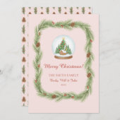 Grandmillennial Christmas Garland & Pinecone シーズンカード (正面/裏面)