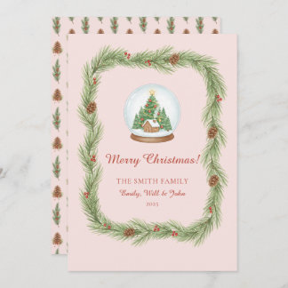 Grandmillennial Christmas Garland & Pinecone シーズンカード