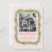 Grandmillennial Christmas Garland & Pinecone Photo シーズンカード (正面)