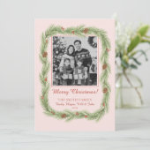 Grandmillennial Christmas Garland & Pinecone Photo シーズンカード (スタンド正面)