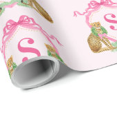 Grandmillennial Christmas Leopard Monogram ラッピングペーパー (ロールコーナー)