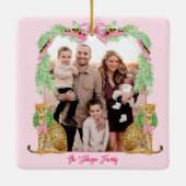 Grandmillennial Christmas Leopard Photo セラミックオーナメント (裏面)