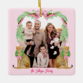 Grandmillennial Christmas Leopard Photo セラミックオーナメント (正面)