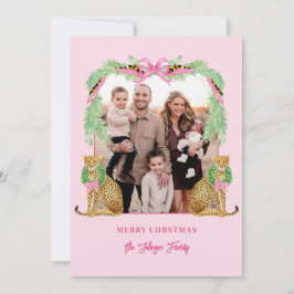 Grandmillennial Christmas Leopard Photo Card 招待状