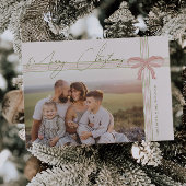 Grandmillennial Coquette Merry Christmas Photo シーズンカード