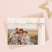 Grandmillennial Coquette Merry Christmas Photo シーズンカード