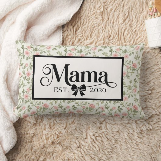 Grandmillennial Cream Floral Custom Mama Keepsake ランバークッション (ブランケット)