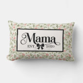 Grandmillennial Cream Floral Custom Mama Keepsake ランバークッション (正面)