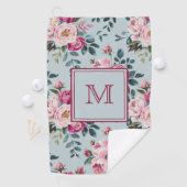 Grandmillennial Dusty Rose Floral Custom Monogram ゴルフタオル (インサイチュ)