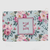Grandmillennial Dusty Rose Floral Custom Monogram ゴルフタオル (横)