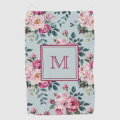 Grandmillennial Dusty Rose Floral Custom Monogram ゴルフタオル (正面)