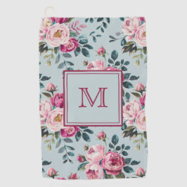 Grandmillennial Dusty Rose Floral Custom Monogram ゴルフタオル
