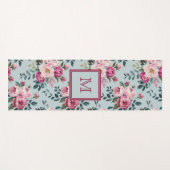 Grandmillennial Dusty Rose Floral Custom Monogram ヨガマット (正面(横))