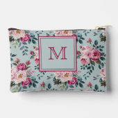 Grandmillennial Dusty Rose Floral Custon Monogram アクセサリーポーチ (裏面)