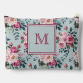 Grandmillennial Dusty Rose Floral Custon Monogram アクセサリーポーチ (裏面)