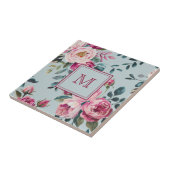 Grandmillennial Dusty Rose Floral Custon Monogram タイル (側面)