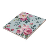 Grandmillennial Dusty Rose Floral Custon Monogram タイル (側面)