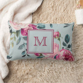 Grandmillennial Dusty Rose Floral Custon Monogram ランバークッション (ブランケット)