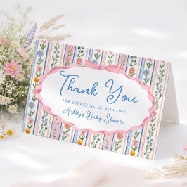 Grandmillennial Floral Baby Shower Thank You Card サンキューカード