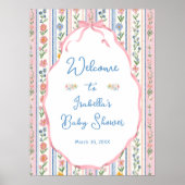 Grandmillennial Floral Baby Shower Welcome  ポスター (正面)