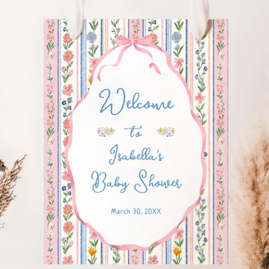 Grandmillennial Floral Baby Shower Welcome  ポスター