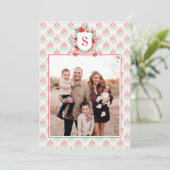 Grandmillennial Floral Crest | Christmas Monogram シーズンカード (スタンド正面)