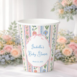 Grandmillennial Floral Girl Baby Shower 紙コップ