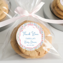 Grandmillennial Floral Girl Baby Shower Thank you ラウンドシール