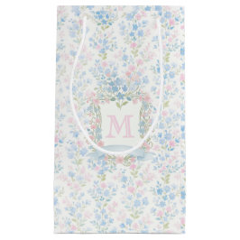 Grandmillennial Floral Monogram Personalized スモールペーパーバッグ