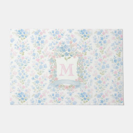 Grandmillennial Floral Monogram Personalized ドアマット