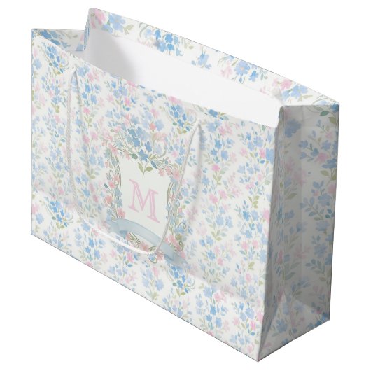 Grandmillennial Floral Personalized Gift Bag ラージペーパーバッグ (正面アングル)