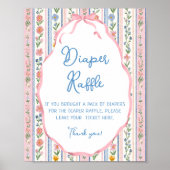 Grandmillennial Floral Vintage Diaper Raffle ポスター (正面)