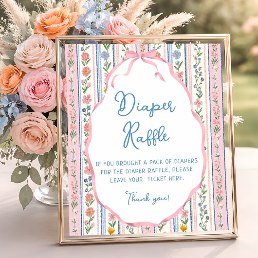 Grandmillennial Floral Vintage Diaper Raffle ポスター