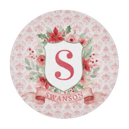 Grandmillennial Holiday Crest | Christmas Monogram カッティングボード