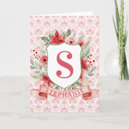 Grandmillennial Holiday Crest | Christmas Monogram カード
