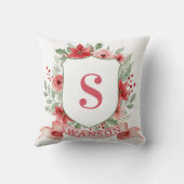 Grandmillennial Holiday Crest | Christmas Monogram クッション (裏面)