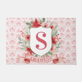 Grandmillennial Holiday Crest | Christmas Monogram ドアマット