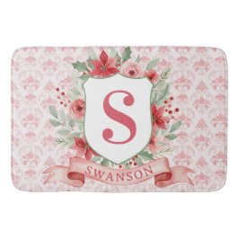 Grandmillennial Holiday Crest | Christmas Monogram バスマット