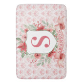 Grandmillennial Holiday Crest | Christmas Monogram バスマット (正面縦)