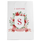 Grandmillennial Holiday Crest | Christmas Monogram ミディアムペーパーバッグ (裏面)