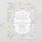 Grandmillennial Pink and Blue bridal shower invite 招待状 (正面/裏面)