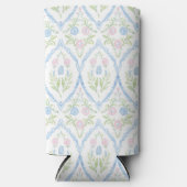 Grandmillennial Pink and Blue Floral スリム缶クーラー (正面)