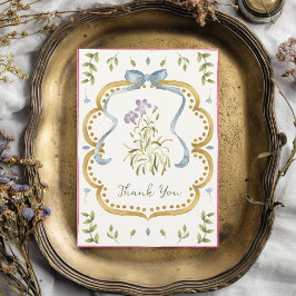 Grandmillennial Preppy Ribbon Frame Baby Shower サンキューカード