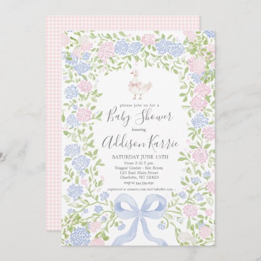 Grandmillennial silly goose baby shower invitation 招待状 (正面/裏面)