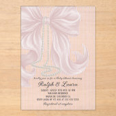 Grandmillennial Striped Bow Girl Baby Shower アクリル招待状 (正面)